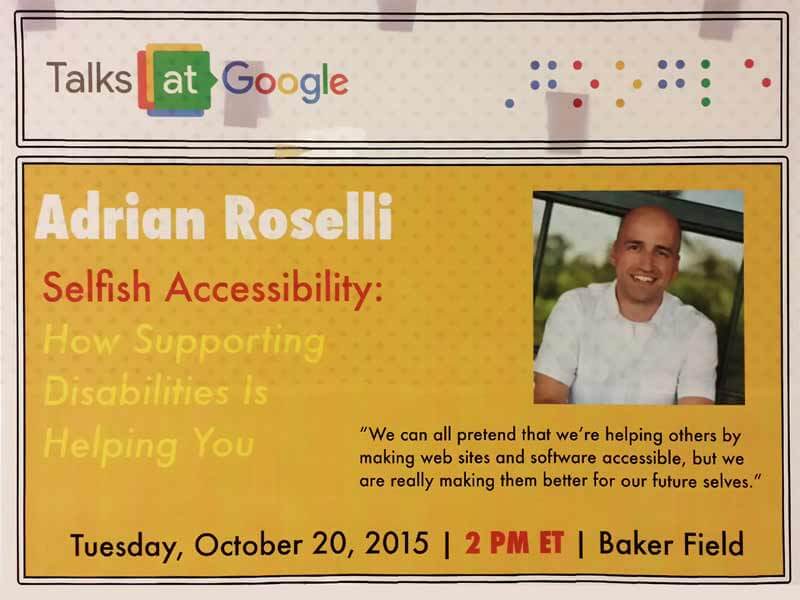 Poster I found on the wall at the Google offices promoting my talk.