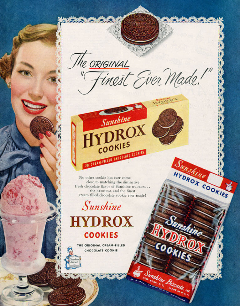 Magazine ad for HYDROX with the text “The original, ‘finest ever made’”.