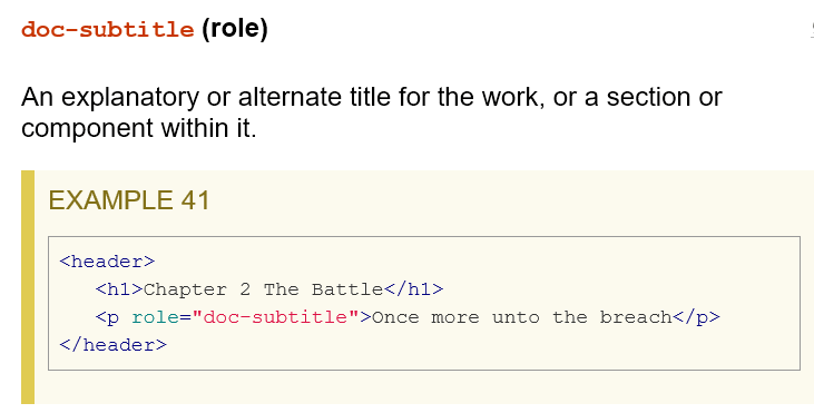 screenshot of definition of doc-subtitle with code example